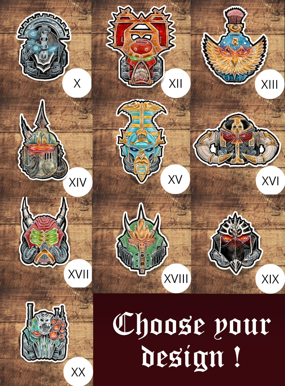 Astartes helmets - warhammer 40000 handmade stickers